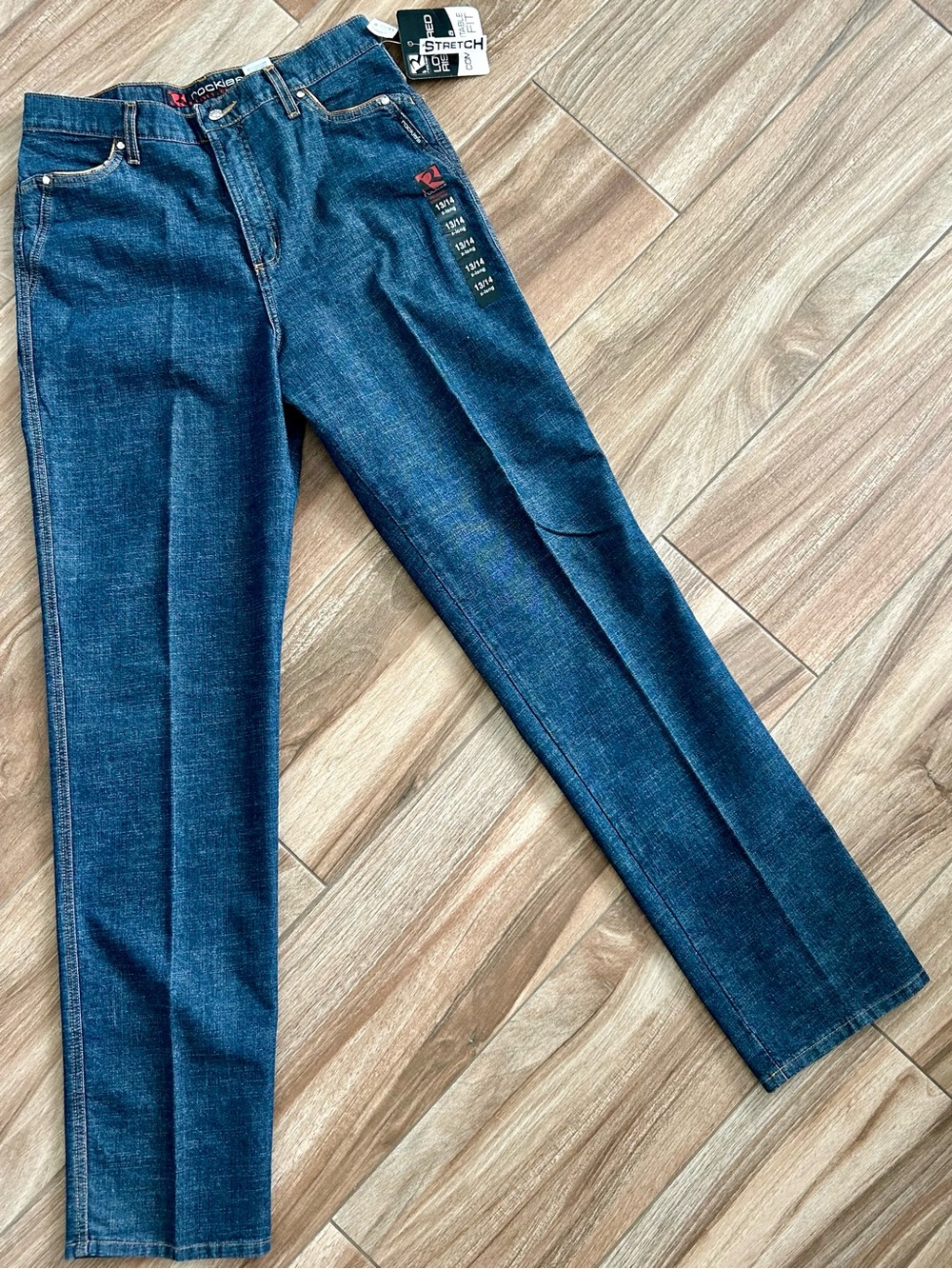 NWT 13/14 x-long ROCKIES Relaxed Long Rise Bareback Jeans with Leatherette Trim